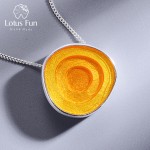 Lotus Fun Real 925 Sterling Silver Minimalism Style Fine Jewelry Geometric Near Round Design  Epoxy Pendant without Necklace