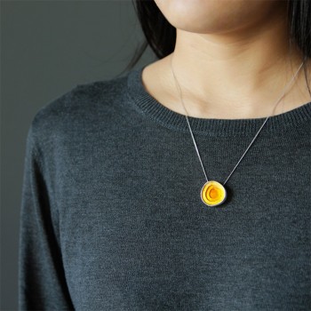Lotus Fun Real 925 Sterling Silver Minimalism Style Fine Jewelry Geometric Near Round Design  Epoxy Pendant without Necklace