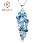 Gems Ballet 925 Sterling Silver London Blue Topaz Swiss Blue Topaz Sky Blue Topaz Mix Gemstone Pendant Necklace For Women