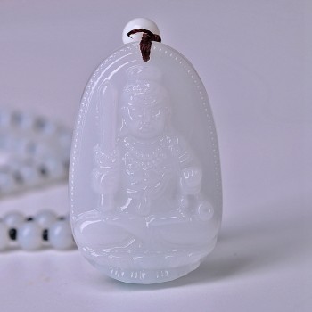 High Quality Jade Reiki Healing Crystal Buddha Chain Lucky White Jade Carved Buddha Lucky Amulet Pendant Necklace For Women Men