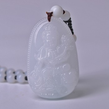 High Quality Jade Reiki Healing Crystal Buddha Chain Lucky White Jade Carved Buddha Lucky Amulet Pendant Necklace For Women Men