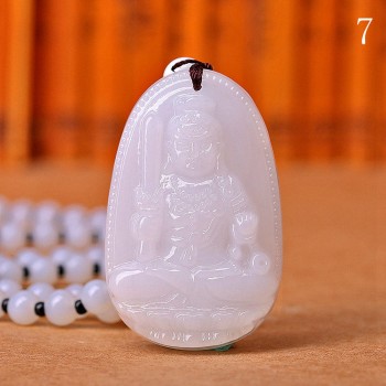 High Quality Jade Reiki Healing Crystal Buddha Chain Lucky White Jade Carved Buddha Lucky Amulet Pendant Necklace For Women Men