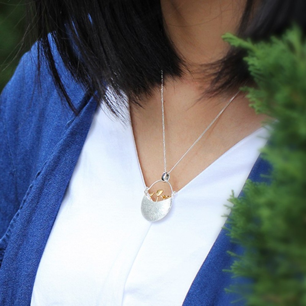 Lotus Fun Real 925 Sterling Silver Handmade Fine Jewelry My Little Garden Design Pendant without Necklace for Women  Acessories