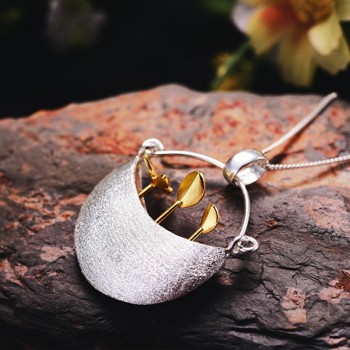 Lotus Fun Real 925 Sterling Silver Handmade Fine Jewelry My Little Garden Design Pendant without Necklace for Women  Acessories