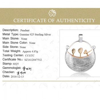 Lotus Fun Real 925 Sterling Silver Handmade Fine Jewelry My Little Garden Design Pendant without Necklace for Women  Acessories