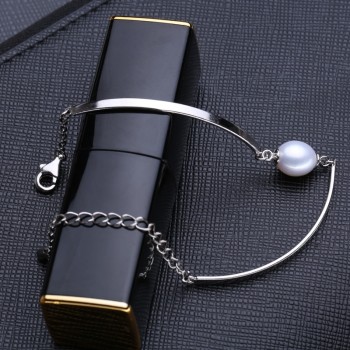 FENASY Charm bracelet,natural Pearl Jewelry,925 sterling sliver bracelet women,black beads bracelet female,chain link bracelet