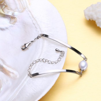 FENASY Charm bracelet,natural Pearl Jewelry,925 sterling sliver bracelet women,black beads bracelet female,chain link bracelet