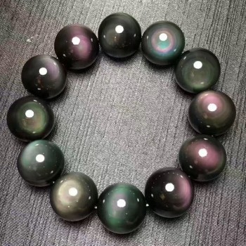 20mm Natural Black Obsidian Gemstone Bracelet Round Big Beads Stretch  Bracelets Man Lady AAAAA