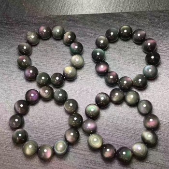 20mm Natural Black Obsidian Gemstone Bracelet Round Big Beads Stretch  Bracelets Man Lady AAAAA
