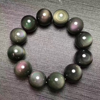20mm Natural Black Obsidian Gemstone Bracelet Round Big Beads Stretch  Bracelets Man Lady AAAAA