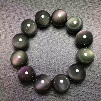 20mm Natural Black Obsidian Gemstone Bracelet Round Big Beads Stretch  Bracelets Man Lady AAAAA