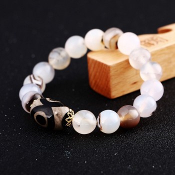 2018 Amber Natural Round 8-14mm Stone Agate Bracelet For Men Women Classic women Simple Yoga Couple Lovers Amber Bracelet NEW