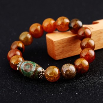 2018 Amber Natural Round 8-14mm Stone Agate Bracelet For Men Women Classic women Simple Yoga Couple Lovers Amber Bracelet NEW