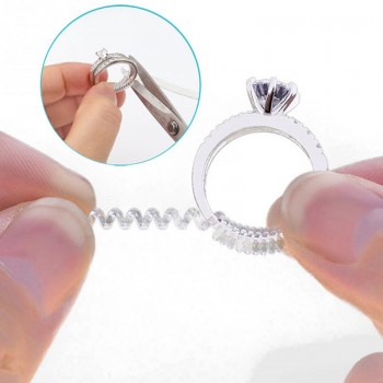1Pc Transparent Spring Rope Tightener Reducer Jewelry Part Protection Ring Size Adjuster Resizing Tools Vintage Spiral Based #12