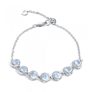 GEMS BALLET Heart Shape 6.70Ct Natural Sky Blue Topaz Bracelet 925 Sterling Silver Adjustable Bracelet For Women Fine Jewelry