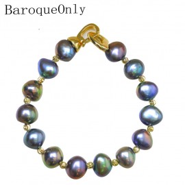 BaroqueOnly High Quality Natural Freshwater Pearl Bracelets HEART CLASP mixed-colour irregular Pearl Jewelry customizable