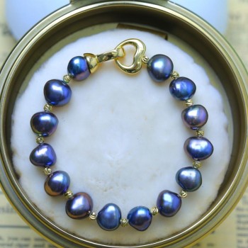 BaroqueOnly High Quality Natural Freshwater Pearl Bracelets HEART CLASP mixed-colour irregular Pearl Jewelry customizable