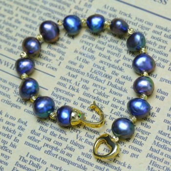 BaroqueOnly High Quality Natural Freshwater Pearl Bracelets HEART CLASP mixed-colour irregular Pearl Jewelry customizable