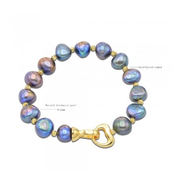 BaroqueOnly High Quality Natural Freshwater Pearl Bracelets HEART CLASP mixed-colour irregular Pearl Jewelry customizable