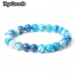 Natural Stone Bracelet Blue Ice Crack Agate Beads Bracelets 8mm Charms Ocean Crystal Braceletsamp;Bangles Birthday Gift For Women