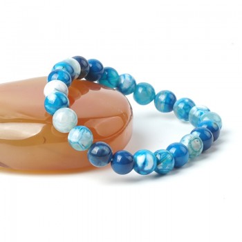 Natural Stone Bracelet Blue Ice Crack Agate Beads Bracelets 8mm Charms Ocean Crystal Braceletsamp;Bangles Birthday Gift For Women