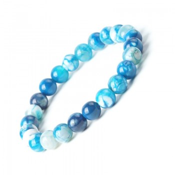 Natural Stone Bracelet Blue Ice Crack Agate Beads Bracelets 8mm Charms Ocean Crystal Braceletsamp;Bangles Birthday Gift For Women