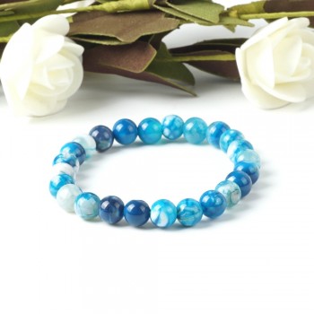 Natural Stone Bracelet Blue Ice Crack Agate Beads Bracelets 8mm Charms Ocean Crystal Braceletsamp;Bangles Birthday Gift For Women
