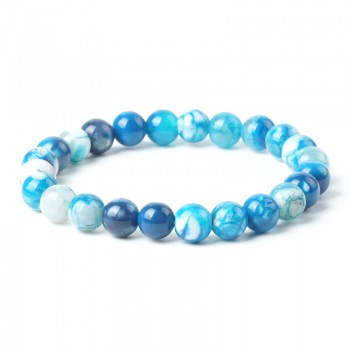 Natural Stone Bracelet Blue Ice Crack Agate Beads Bracelets 8mm Charms Ocean Crystal Braceletsamp;Bangles Birthday Gift For Women