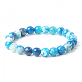 Natural Stone Bracelet Blue Ice Crack Agate Beads Bracelets 8mm Charms Ocean Crystal Braceletsamp;Bangles Birthday Gift For Women