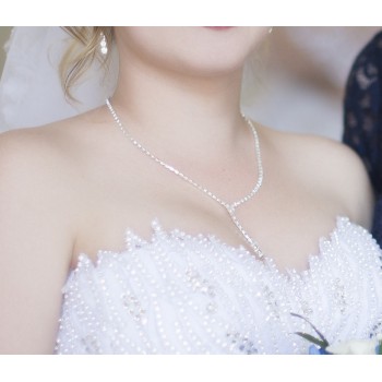 TREAZY Silver Plated Celebrity Style Drop Crystal Necklace Earrings Set Bridal Bridesmaid Wedding Jewelry Sets