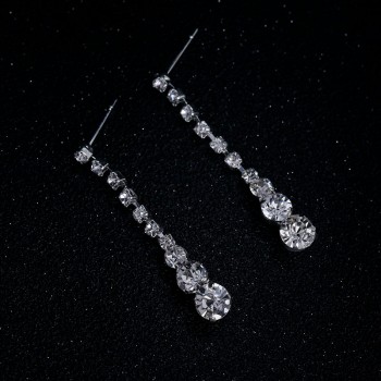 TREAZY Silver Plated Celebrity Style Drop Crystal Necklace Earrings Set Bridal Bridesmaid Wedding Jewelry Sets