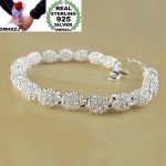 OMHXZJ Wholesale Personality Fashion OL Woman Girl Party Gift Silver Hollow Long Beads Chain 925 Sterling Silver Bracelet BR30