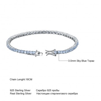 UMCHO Luxury Created Nano Sky Blue Topaz Jewelry Real 925 Sterling Silver Bracelets amp; Bangles Romantic For Women Gifts