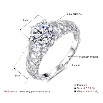 White Silver Color Round Crystal Ring Inlay AAA Cubic Zirconia Engagement Rings for Women Party Jewelry Gift anillos mujer