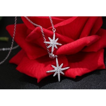 New S925 sterling silver double star micro-chain bracelet jewelry gift LSF10
