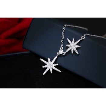 New S925 sterling silver double star micro-chain bracelet jewelry gift LSF10