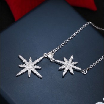 New S925 sterling silver double star micro-chain bracelet jewelry gift LSF10