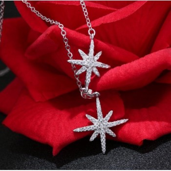 New S925 sterling silver double star micro-chain bracelet jewelry gift LSF10