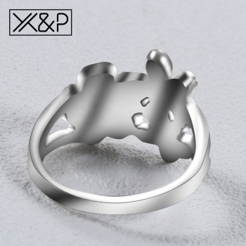 Xamp;P Charm Korean Romantic Geometric Silver Cubic Zirconia Rings for Women Girl Engagement Fashion Heart Flower Ring Jewelry Gift