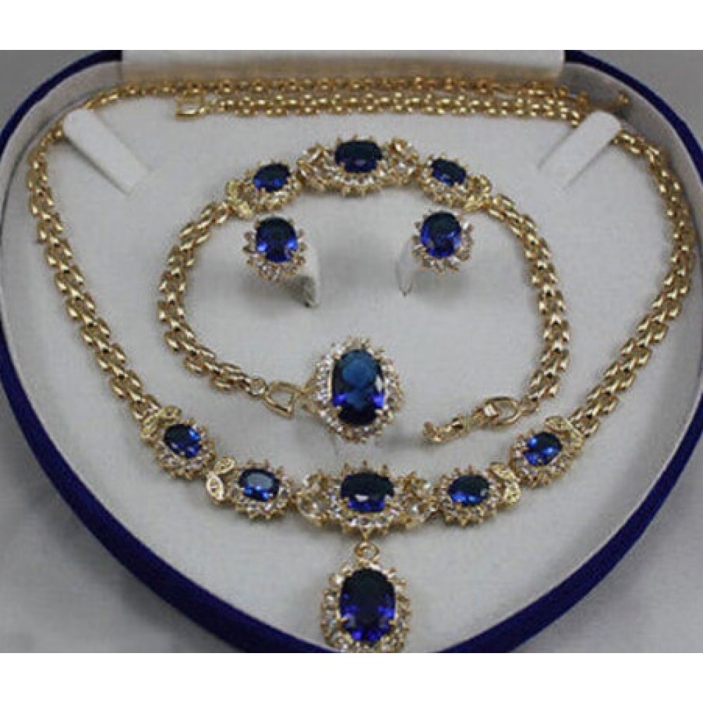 womens jewelry 18KGP Earring Bracelet Necklace Ring + jewelry box
