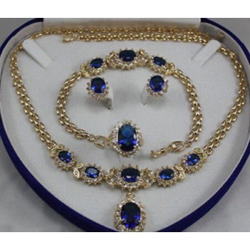 womens jewelry 18KGP Earring Bracelet Necklace Ring + jewelry box