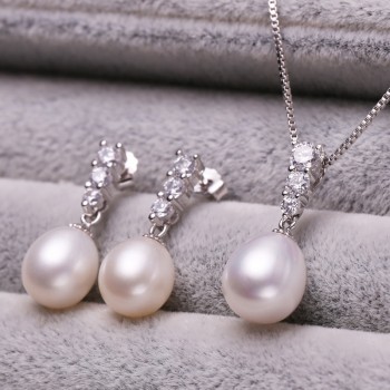 MINTHA pearl Jewelry sets,wedding engagement jewelry,Natural Pearl pendant Necklace/long Earrings,silver ring women