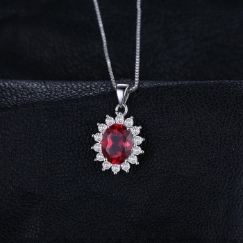 JewelryPalace Princess Diana Jewelry Engagement Wedding Pigeon Created Ruby Jewelry 925 Sterling Silver Ring Pendant Earring