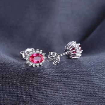 JewelryPalace Princess Diana Jewelry Engagement Wedding Pigeon Created Ruby Jewelry 925 Sterling Silver Ring Pendant Earring