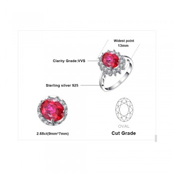 JewelryPalace Princess Diana Jewelry Engagement Wedding Pigeon Created Ruby Jewelry 925 Sterling Silver Ring Pendant Earring