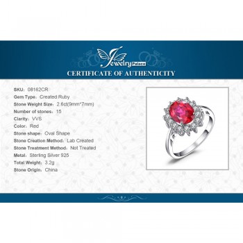 JewelryPalace Princess Diana Jewelry Engagement Wedding Pigeon Created Ruby Jewelry 925 Sterling Silver Ring Pendant Earring