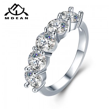 MDEAN White Gold Color Engagement Rings for Women Wedding Clear AAA Zircon Jewelry Gift Bijoux Bague Size 5 6 7 8 9 10 11 H006