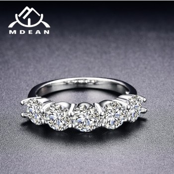 MDEAN White Gold Color Engagement Rings for Women Wedding Clear AAA Zircon Jewelry Gift Bijoux Bague Size 5 6 7 8 9 10 11 H006