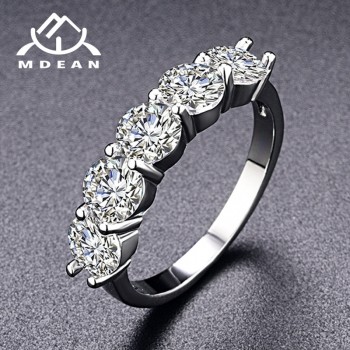 MDEAN White Gold Color Engagement Rings for Women Wedding Clear AAA Zircon Jewelry Gift Bijoux Bague Size 5 6 7 8 9 10 11 H006