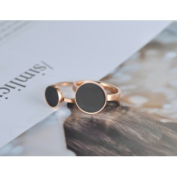 Lokaer Vintage Wedding Ring For Women Minimalist Rose Gold Color Round Acrylic Stone 316L Stainless Steel Rings Jewlery R17041
